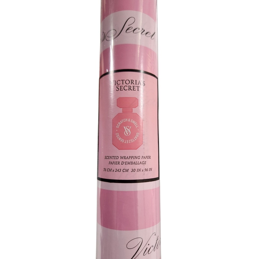 Victoria's Secret Pink Scented Wrapping Paper Roll Stripe Logo 30x96 Tube Sealed